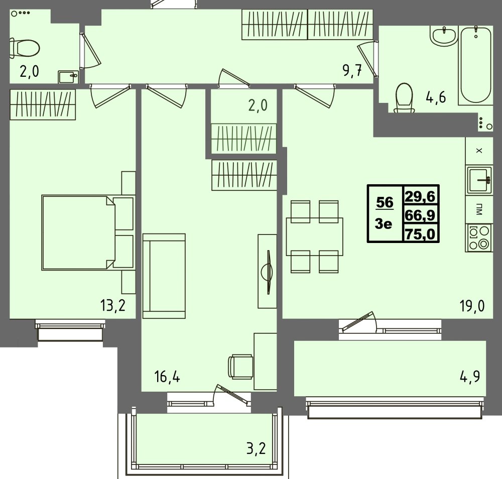 ЖК Равновесие, д3, кв.56