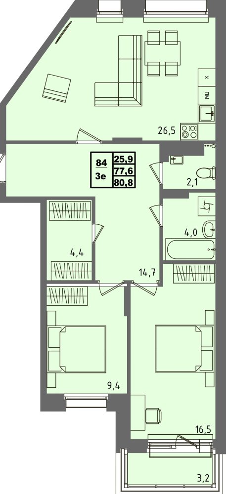 ЖК Равновесие, д3, кв.84