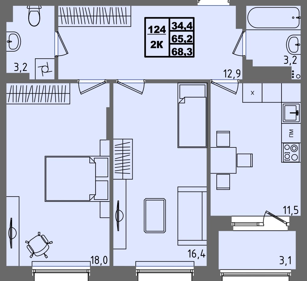 ЖК Равновесие, д3, кв.124