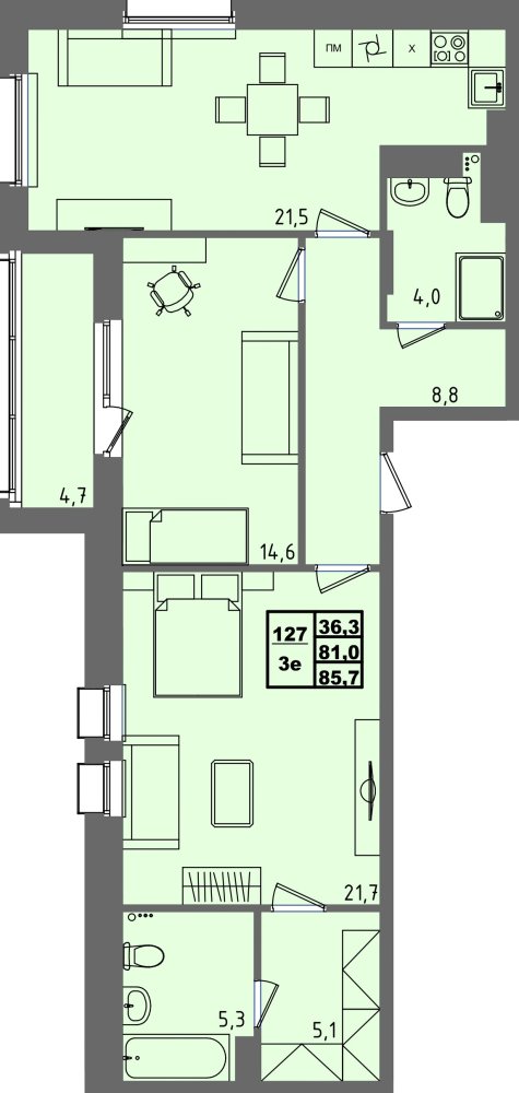 ЖК Равновесие, д3, кв.127