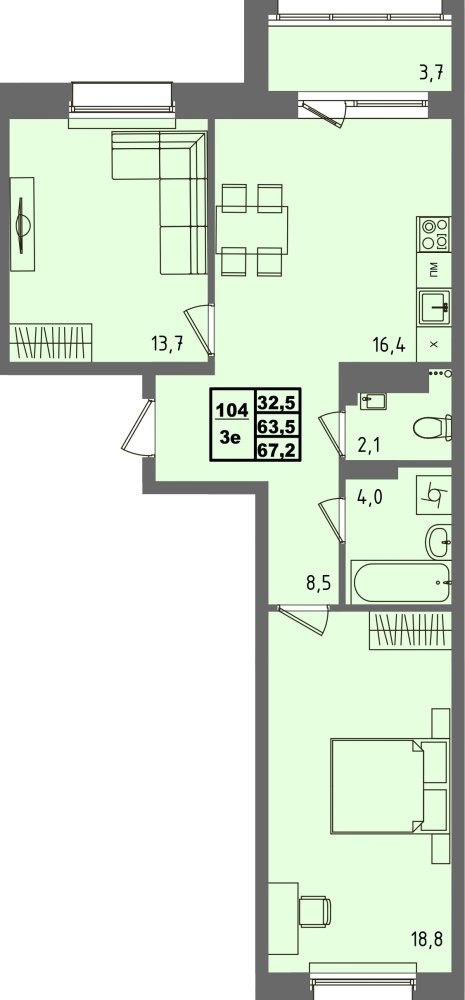 ЖК Равновесие, д3, кв.104