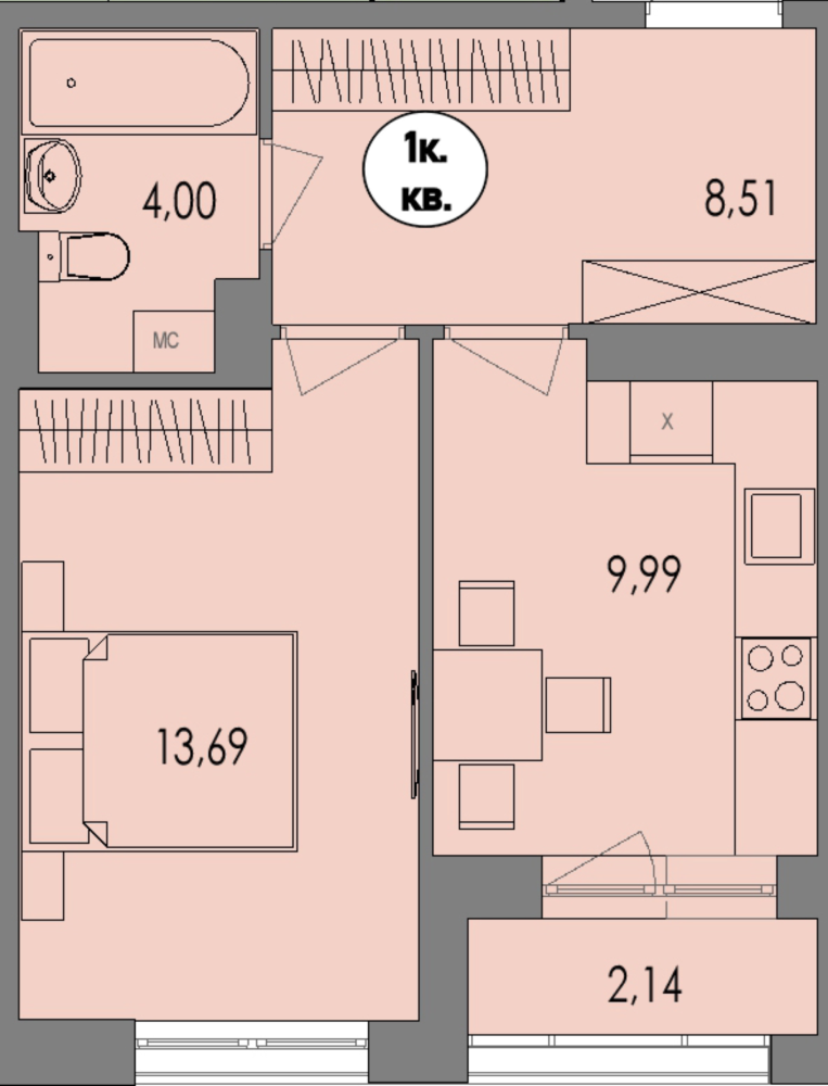 купить квартиру 1 комната, 37.8 кв.м. №36 в петрозаводске