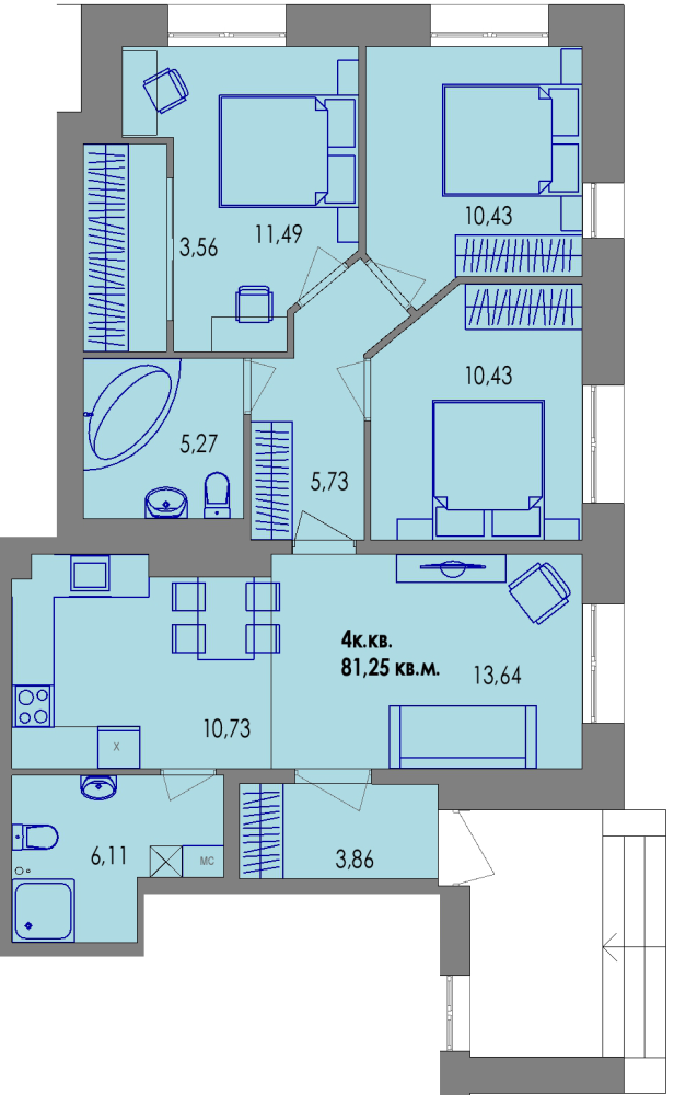 ЖК Равновесие, д1, кв.96