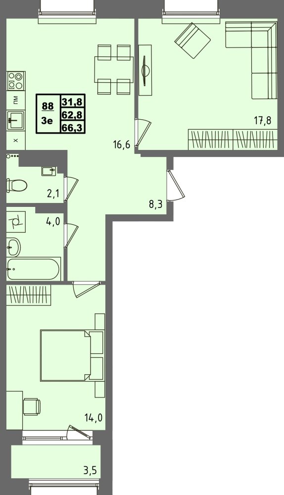 ЖК Равновесие, д3, кв.88