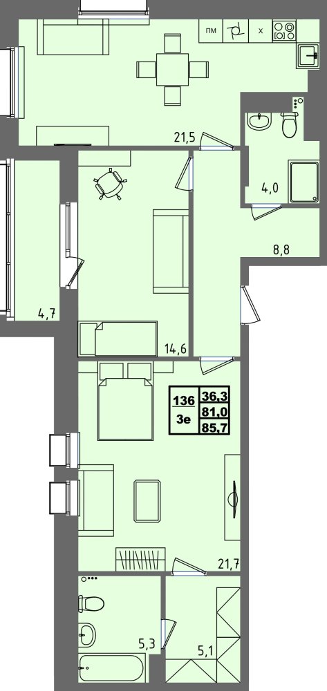 ЖК Равновесие, д3, кв.136