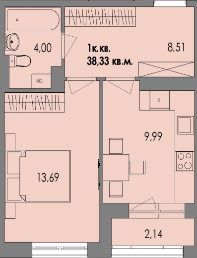 купить квартиру 1 комната, 37.8 кв.м. №36 в петрозаводске