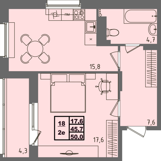 купить квартиру 1 комната, 50 кв.м. №18 в петрозаводске