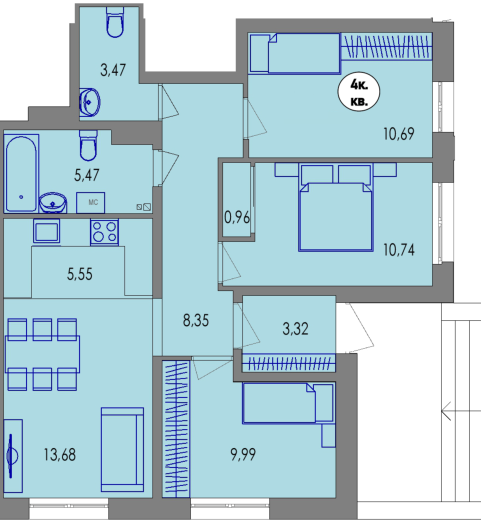 купить квартиру 4 комнаты, 72.5 кв.м. №97 в петрозаводске