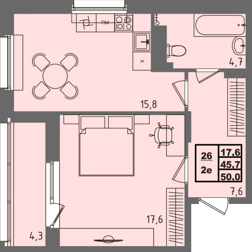 купить квартиру 1 комната, 50 кв.м. №26 в петрозаводске