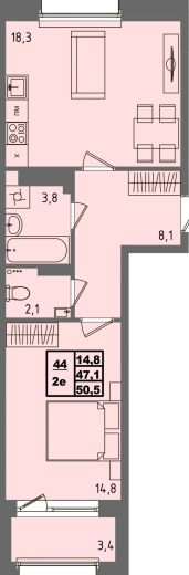купить квартиру 1 комната, 50.5 кв.м. №44 в петрозаводске