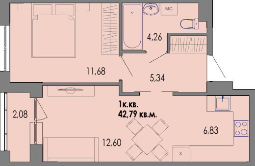 купить квартиру 1 комната, 42.6 кв.м. №75 в петрозаводске