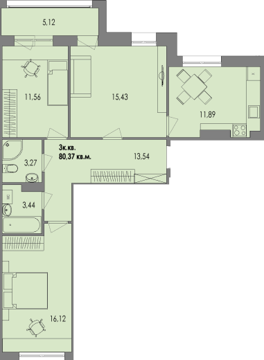 купить квартиру 3 комнаты, 79.2 кв.м. №17 в петрозаводске