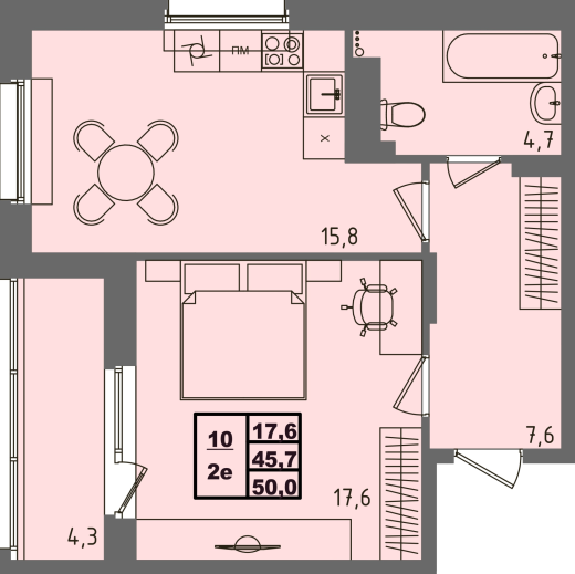 купить квартиру 1 комната, 50 кв.м. №10 в петрозаводске
