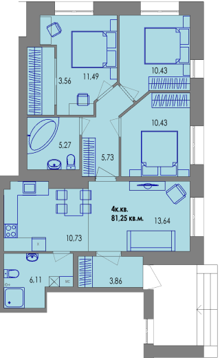 купить квартиру 4 комнаты, 80.2 кв.м. №96 в петрозаводске